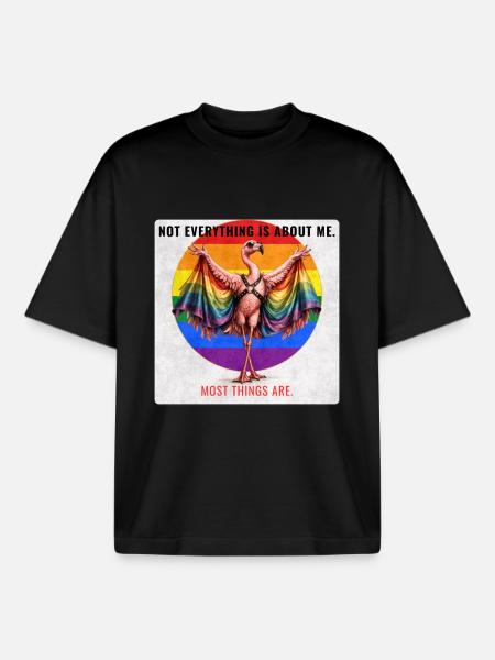 Funny Pride Flamingo LGBTQ Design - Boxy Heavyweight Unisex Organic T-Shirt by Stanley/Stella - black