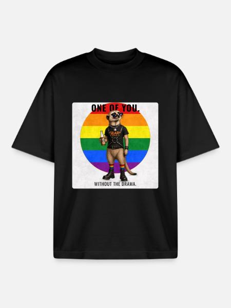Funny Gay Pride Meerkat Design - Boxy Heavyweight Unisex Organic T-Shirt by Stanley/Stella - black