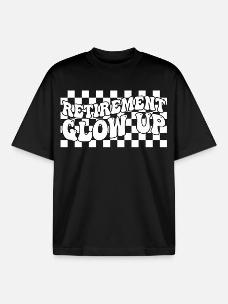 Retirement Glow Up Retro Checkerboard Retirement - Boxy Heavyweight Unisex Organic T-Shirt by Stanley/Stella - black
