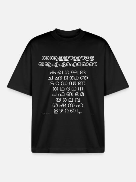 Malayalam Abugida (blanc) - T-shirt unisexe boxy épais biologique Stanley/Stella - noir