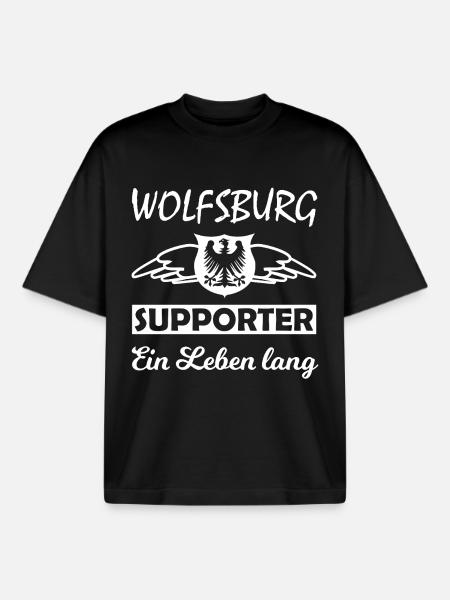 Wolfsburg Supporter Ein Leben Lang - Boxy Heavyweight Unisex Organic T-Shirt von Stanley/Stella - Schwarz