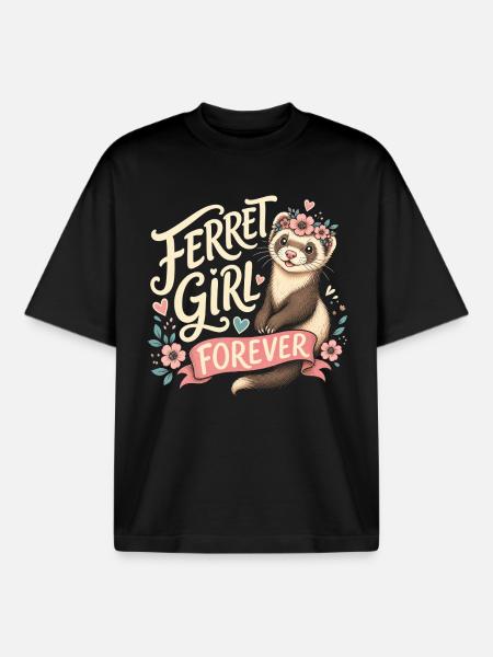 FILLE FURET POUR TOUJOURS - T-shirt unisexe boxy épais biologique Stanley/Stella - noir