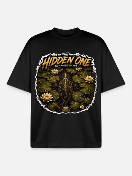 The Hidden One Carp Fishing Design - Boxy Heavyweight Unisex Organic T-Shirt by Stanley/Stella - black