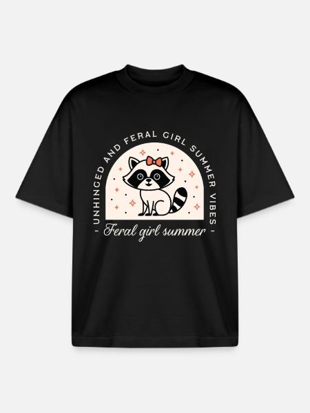 Wildes Mädchen Sommerwaschbär - Boxy Heavyweight Unisex Organic T-Shirt von Stanley/Stella - Schwarz