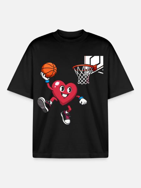Retro Heart Valentine's Day Design Love - Boxy Heavyweight Unisex Organic T-Shirt by Stanley/Stella - black