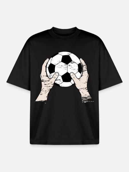 Football in hands used - Boxy Heavyweight Unisex Organic T-Shirt by Stanley/Stella - black