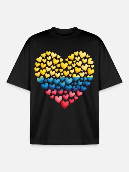 Drapeau colombien Cœurs Colombie - T-shirt unisexe boxy épais biologique Stanley/Stella - noir