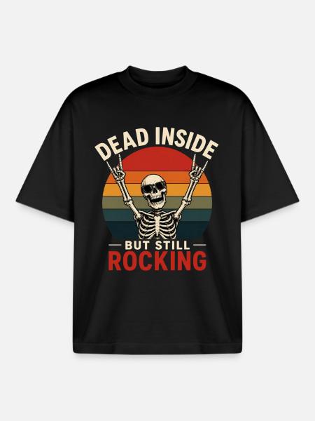 Dead Inside Still Rock gift - Boxy Heavyweight Unisex Organic T-Shirt by Stanley/Stella - black