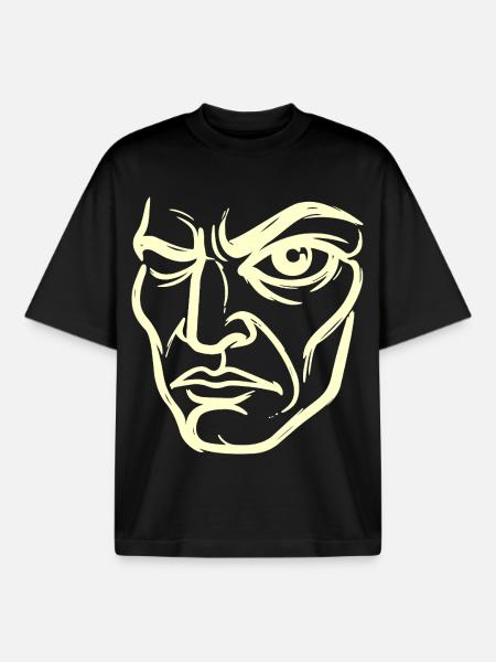 Abstract portrait "The Observer" - Boxy Heavyweight Unisex Organic T-Shirt by Stanley/Stella - black