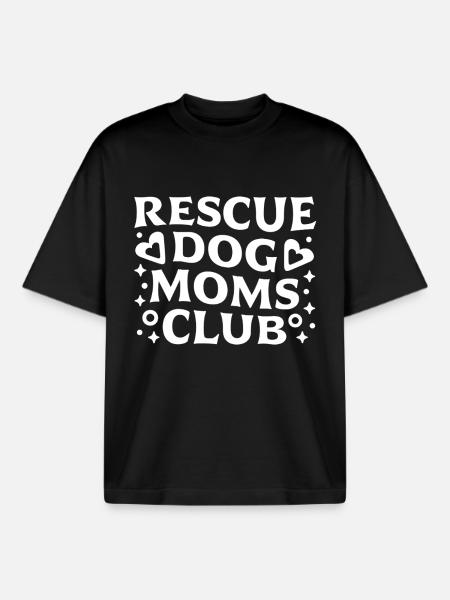 Rescue dog moms club - Boxy Heavyweight Unisex Organic T-Shirt by Stanley/Stella - black