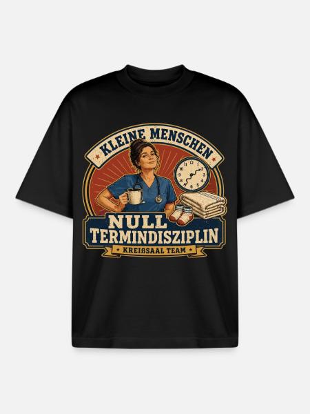 Kleine Menschen Null Termindisziplin - Boxy Heavyweight Unisex Organic T-Shirt von Stanley/Stella - Schwarz