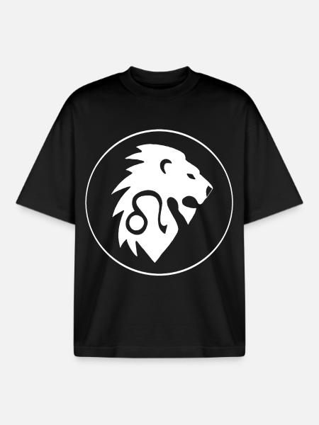 Leo Star Sign (White) - Boxy Heavyweight Unisex Organic T-Shirt by Stanley/Stella - black