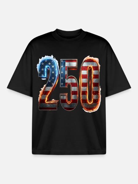 250 Years Of America - Boxy Heavyweight Unisex Organic T-Shirt by Stanley/Stella - black