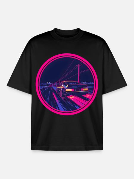 Retro Synthwave Cyberpunk Neon-Auto - Boxy Heavyweight Unisex Organic T-Shirt von Stanley/Stella - Schwarz