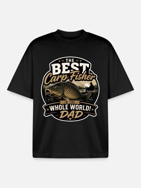 Best Carp Fisher Dad - Boxy Heavyweight Unisex Organic T-Shirt by Stanley/Stella - black