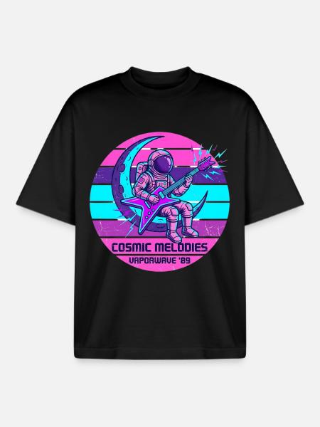 Astronaut Guitar Space Rock Music - Boxy Heavyweight Unisex Organic T-Shirt by Stanley/Stella - black