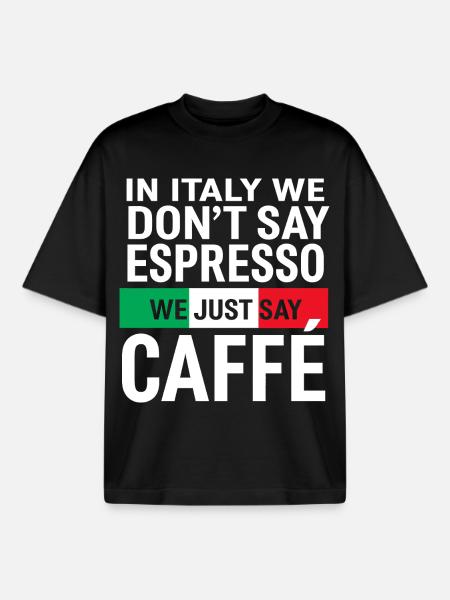 Italian Coffee Saying Caffè - Boxy Heavyweight Unisex Organic T-Shirt by Stanley/Stella - black