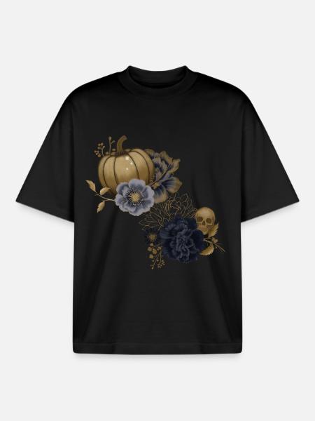 Midnight Bloom - T-shirt unisexe boxy épais biologique Stanley/Stella - noir