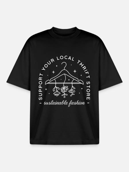 Unterstütze deinen örtlichen Secondhand-Laden - Boxy Heavyweight Unisex Organic T-Shirt von Stanley/Stella - Schwarz