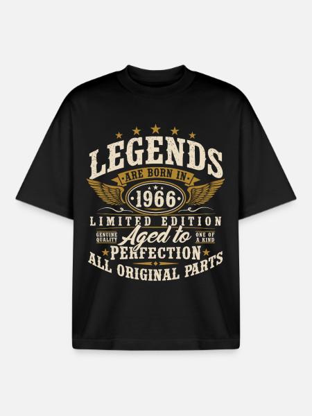 1966 Né 60e anniversaire 60 ans - T-shirt unisexe boxy épais biologique Stanley/Stella - noir