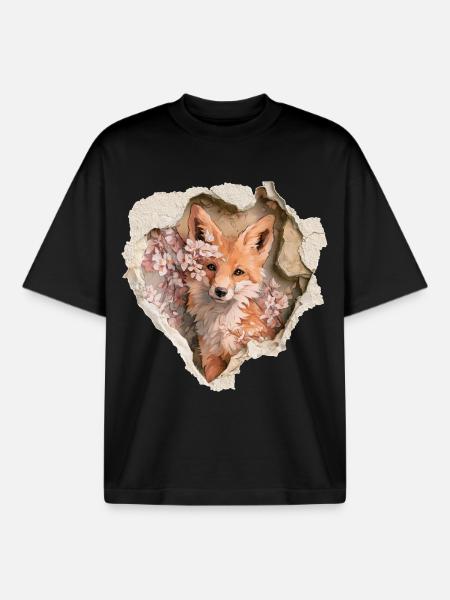 Fox - Boxy Heavyweight Unisex Organic T-Shirt by Stanley/Stella - black