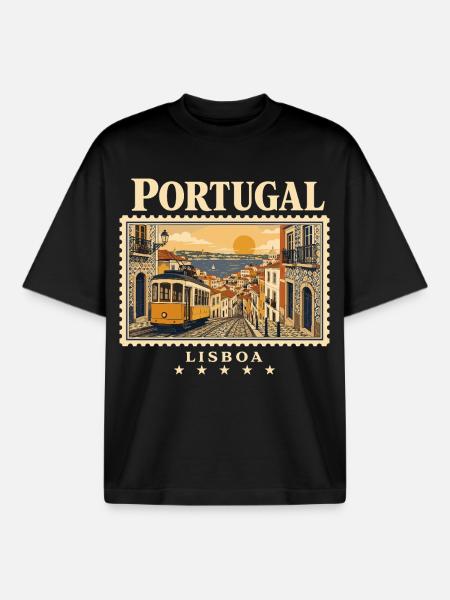 Lissabon Sonne und Gassenzauber - Boxy Heavyweight Unisex Organic T-Shirt von Stanley/Stella - Schwarz