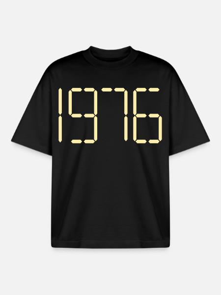 Digital Birthday Year 1976 - Boxy Heavyweight Unisex Organic T-Shirt by Stanley/Stella - black