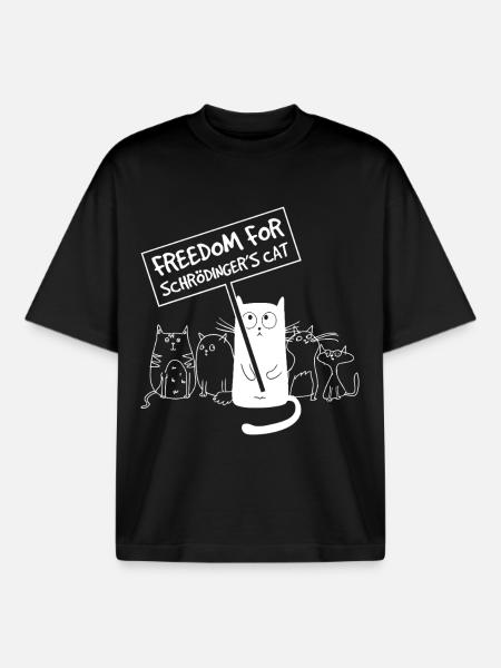 Schrödinger's Cat Quantum Physics Nerd Gift - Boxy Heavyweight Unisex Organic T-Shirt by Stanley/Stella - black