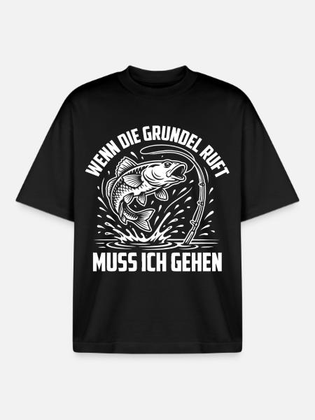 Grundel Angeln - Boxy Heavyweight Unisex Organic T-Shirt von Stanley/Stella - Schwarz