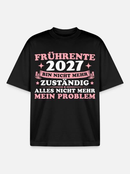 Frührente 2027 Kollegin Altersteilzeit Geschenk - Boxy Heavyweight Unisex Organic T-Shirt von Stanley/Stella - Schwarz