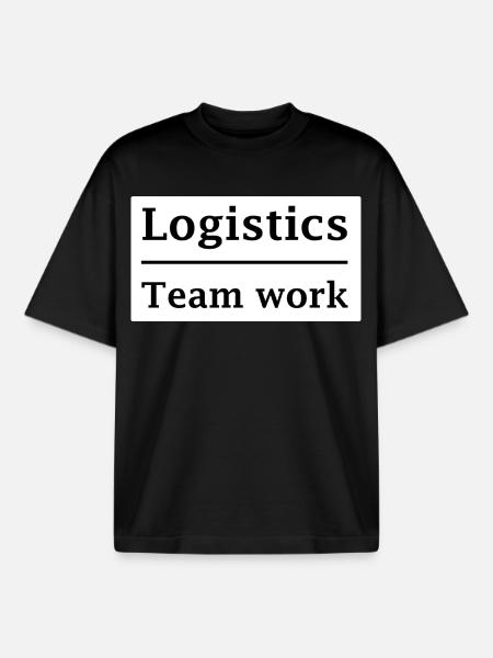 Logistics Teamwork Emblem - Boxy Heavyweight Unisex Organic T-Shirt by Stanley/Stella - black