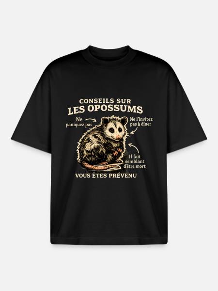 Conseils sur les opossums  - T-shirt unisexe boxy épais biologique Stanley/Stella - noir
