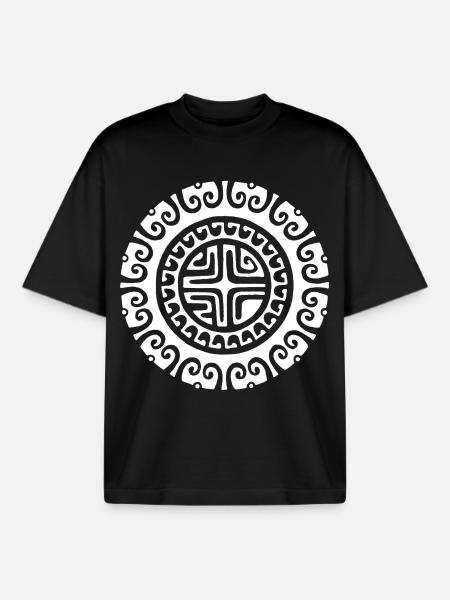 White Mandala Flower - Boxy Heavyweight Unisex Organic T-Shirt by Stanley/Stella - black