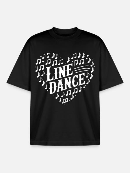 Line Dance Heart Sheet Music - Boxy Heavyweight Unisex Organic T-Shirt by Stanley/Stella - black