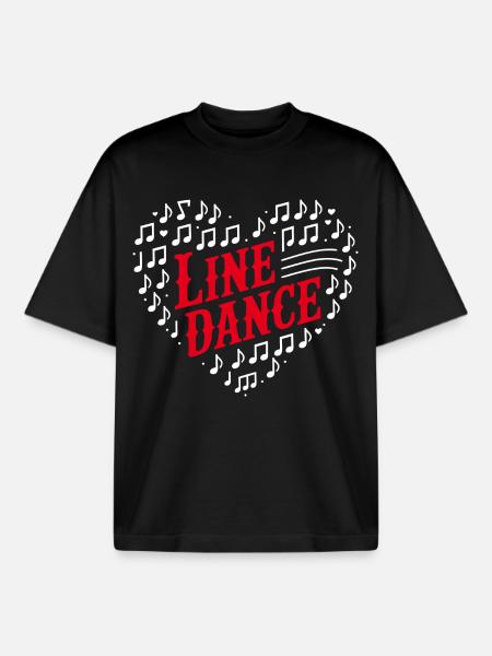 Line Dance Heart Design - Boxy Heavyweight Unisex Organic T-Shirt by Stanley/Stella - black