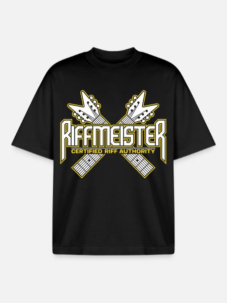 Riffmeister - Certified Riff Authority - Boxy Heavyweight Unisex Organic T-Shirt by Stanley/Stella - black