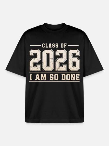 Promo 2026 I'm finally done | Humor School Diploma - Boxy Heavyweight Unisex Organic T-Shirt by Stanley/Stella - black
