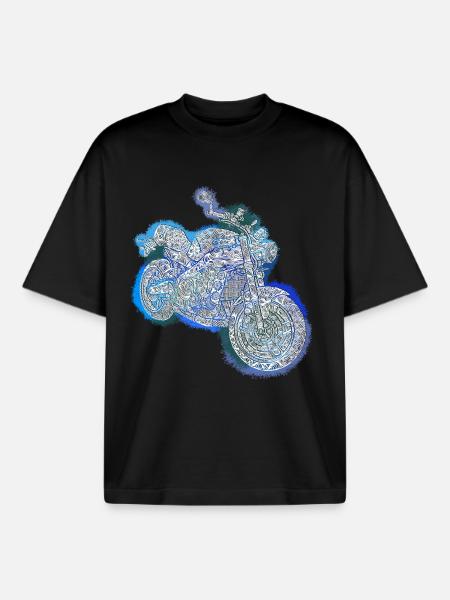 Motocyclette Zentangle - T-shirt unisexe boxy épais biologique Stanley/Stella - noir