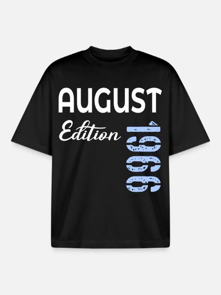 60th Birthday August 1966 - Boxy Heavyweight Unisex Organic T-Shirt by Stanley/Stella - black