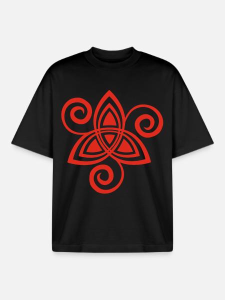 Fleur celtique (rouge) - T-shirt unisexe boxy épais biologique Stanley/Stella - noir