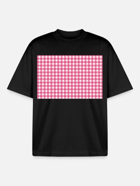 Karomuster mit Gingham Pink - Boxy Heavyweight Unisex Organic T-Shirt von Stanley/Stella - Schwarz