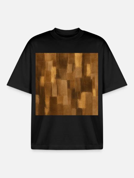 Patchwork brun abstrait  - T-shirt unisexe boxy épais biologique Stanley/Stella - noir