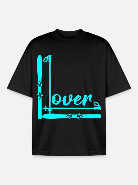 Skiing Lover Winter - Boxy Heavyweight Unisex Organic T-Shirt by Stanley/Stella - black