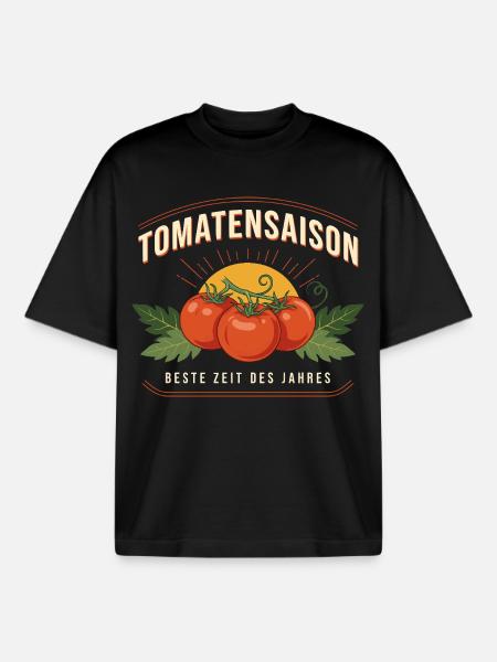 Tomatensaison Frische Retrozeichen - Boxy Heavyweight Unisex Organic T-Shirt von Stanley/Stella - Schwarz