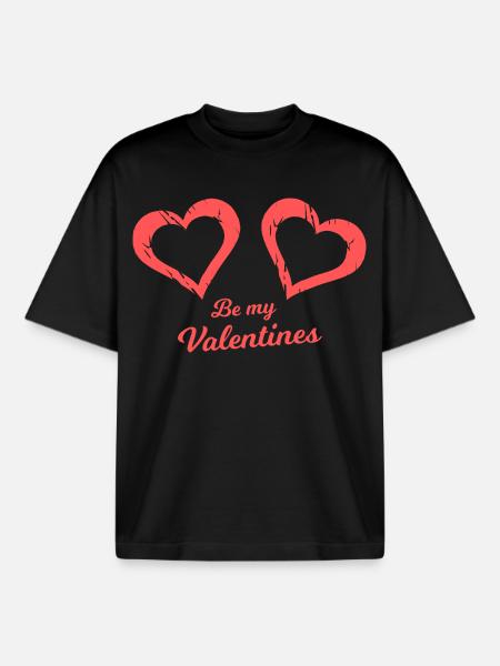 Be my Valentines Heart Brush - Boxy Heavyweight Unisex Organic T-Shirt by Stanley/Stella - black