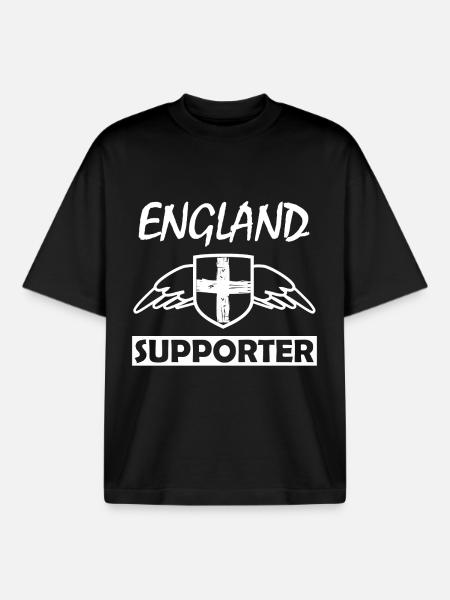 England supporters with wings - Boxy Heavyweight Unisex Organic T-Shirt by Stanley/Stella - black