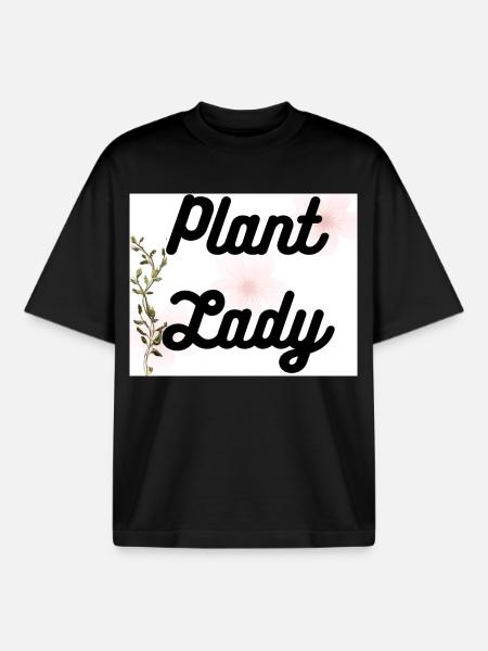 Plant Lady Botanical Script - Boxy Heavyweight Unisex Organic T-Shirt by Stanley/Stella - black