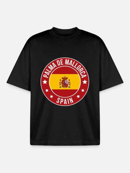Palma Mallorca Flag Badge - Boxy Heavyweight Unisex Organic T-Shirt by Stanley/Stella - black