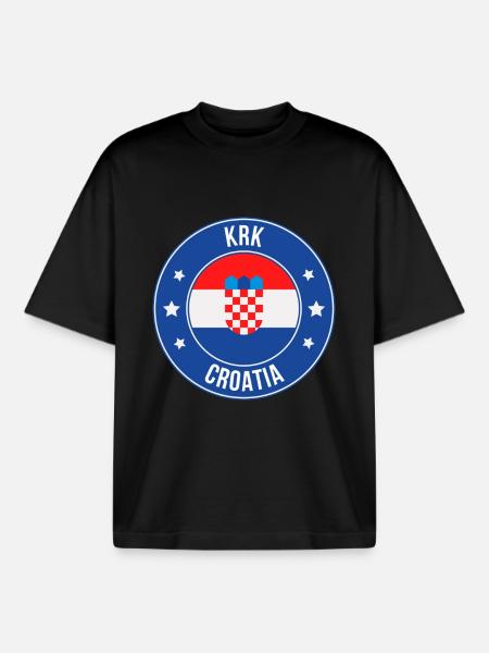 Croatian Crest Circle - Boxy Heavyweight Unisex Organic T-Shirt by Stanley/Stella - black