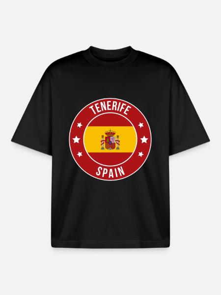 Teneriffa Spanien Runde Flaggenabzeichen - Boxy Heavyweight Unisex Organic T-Shirt von Stanley/Stella - Schwarz